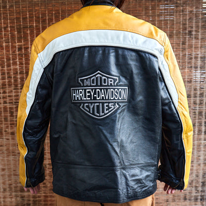 Black/Yellow - Leather Moto Jacket