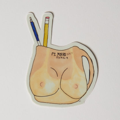 FT Myers Boob Mug - Sticker